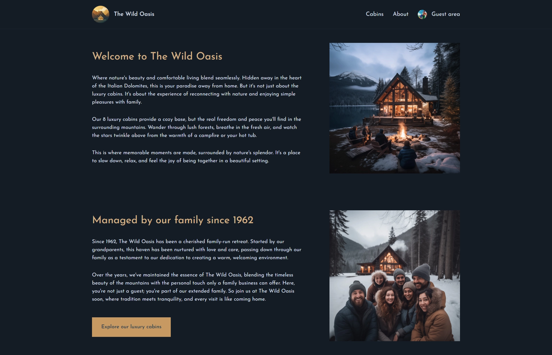 Image of about page on the WildOasisWeb